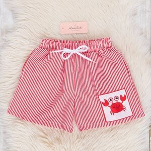 Little Boys Happy Crab Swim Trunks